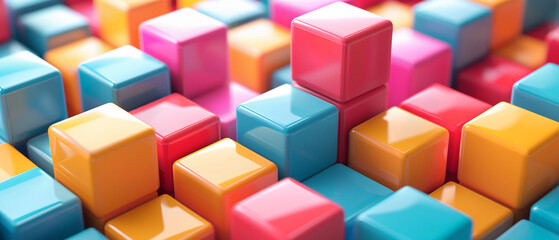 Obraz premium Abstract Colorful Cubes Shiny Geometric Shapes