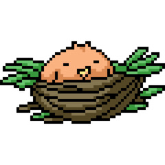 Fototapeta premium pixel art of fat bird nest