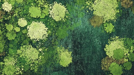 Top view illustration of textured green moss for coloring