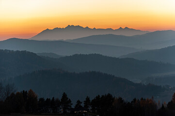 Tatry widok z Malnika muszyna, Zachód słońca © Maciej G. Szling