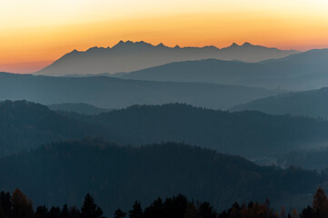 Tatry widok z Malnika muszyna, Zachód słońca © Maciej G. Szling