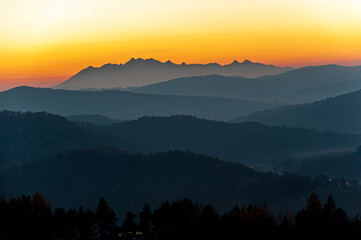 Tatry widok z Malnika muszyna, Zachód słońca © Maciej G. Szling