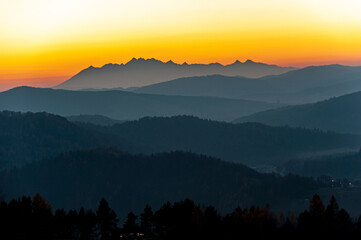 Tatry widok z Malnika muszyna, Zachód słońca © Maciej G. Szling