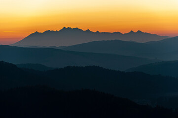 Tatry widok z Malnika muszyna, Zachód słońca © Maciej G. Szling