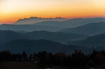 Tatry widok z Malnika muszyna, Zachód słońca © Maciej G. Szling