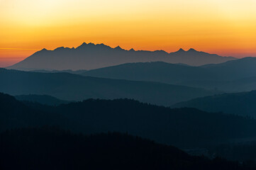 Tatry widok z Malnika muszyna, Zachód słońca © Maciej G. Szling