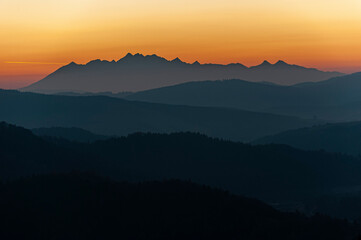 Tatry widok z Malnika muszyna, Zachód słońca © Maciej G. Szling