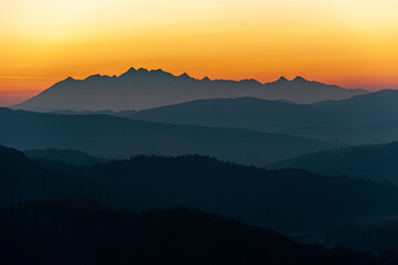 Tatry widok z Malnika muszyna, Zachód słońca © Maciej G. Szling