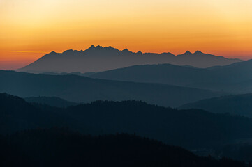 Tatry widok z Malnika muszyna, Zachód słońca © Maciej G. Szling