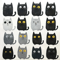 rows of cats