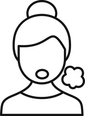 Line drawing of a woman coughing, potentially spreading viruses or germs