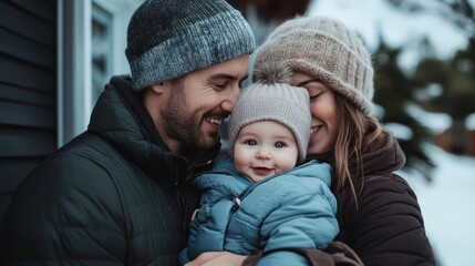 Fototapeta premium Happy Family in Winter