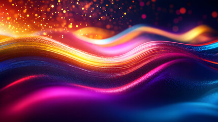 Fototapeta premium Vibrant waves of color with glowing lights create mesmerizing effect
