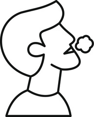 Simple line drawing of a man exhaling a cloud of smoke, symbolizing smoking habits and addiction