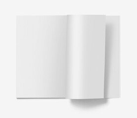 blank magazine BOOK open on white background
