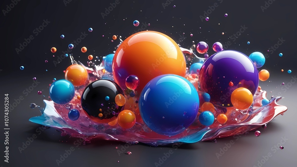Poster fluid colorful gradient round shapes. liquid splash bubble. modern abstract art.