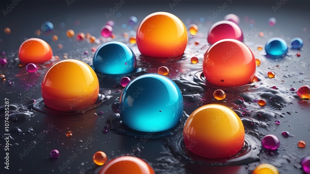 Poster fluid colorful gradient round shapes. liquid splash bubble. modern abstract art.