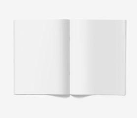 blank magazine BOOK open on white background