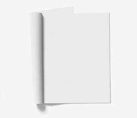 blank magazine BOOK open on white background
