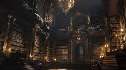 A Grand Library with a Throne