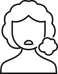 Line drawing of a woman experiencing a toothache, represented by a swollen cheek, emphasizing dental health issues