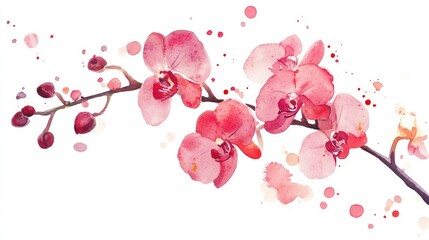 Watercolor illustration of an orchid on a white background