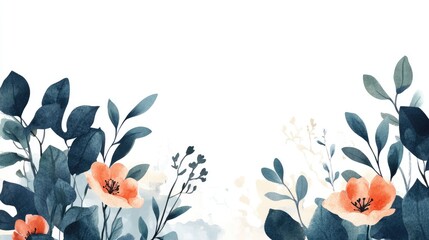 Bohemian inspired watercolor botanical border