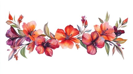 Watercolor illustration of a hand drawn frame adorned with spring flowers on a white background suitable for greeting cards invitations and floral artwork