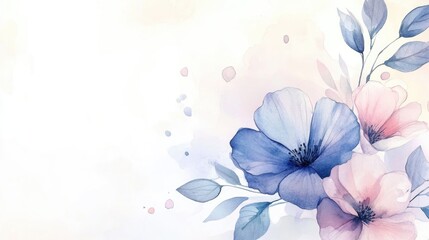 Fototapeta premium Watercolor illustration of decorative flowers on a light background