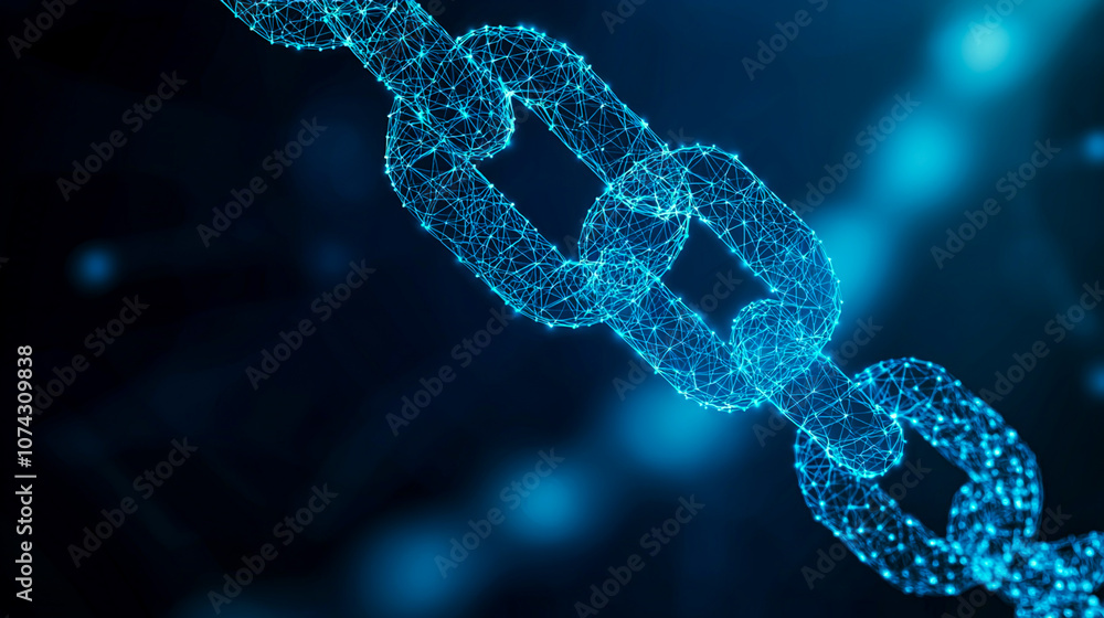 Wall mural abstract digital representation of a chain link symbolizing security, connectivity, and blockchain t