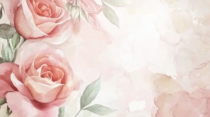 Watercolor illustration of roses suitable for use as an invitation card for weddings birthdays and various holiday celebrations Manual composition featuring floral design