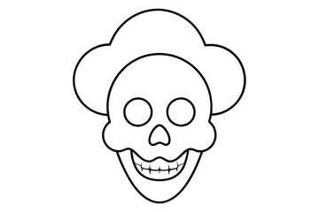 Stylized clown skull illustration on white background.