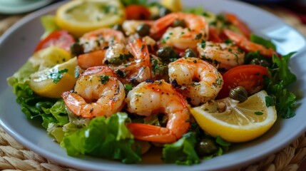 Seafood salad with a tangy lemon and caper dressing
