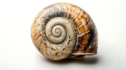 Snail Shell Closeup Isolated on White Background