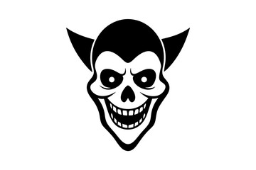 Clown skull black illustration.