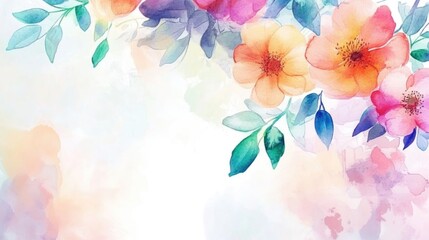 Bright watercolor floral decorative card