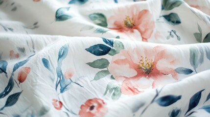 Floral watercolor print fabric featuring hand painted peonies and magnolias
