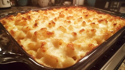 Creamy, baked macaroni with a crisp golden crust, perfect comfort dish.