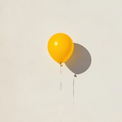 Cheerful Yellow Balloon with Matte Finish Against a Clean Background, Perfect for Celebrations, Events, Parties, and Creative Visual Projects