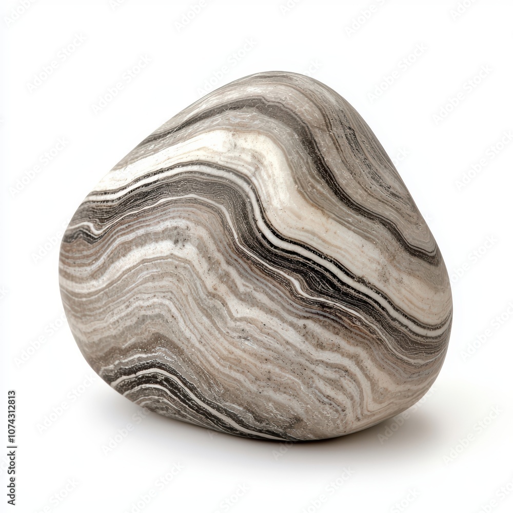 Poster beautiful marbled stone with white and gray swirls - unique pebble displaying soft patterns and natu