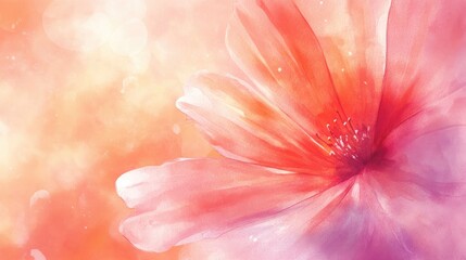 Watercolor illustration featuring a blurred background of a lovely flower petal highlighting a nature theme