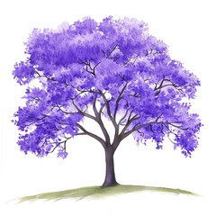 Obraz premium Watercolor Elegant Purple Jacaranda Tree Illustration