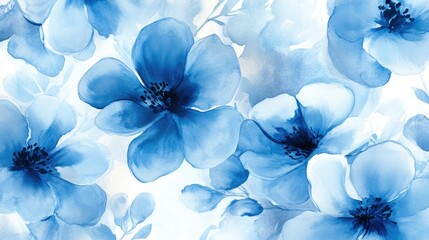 Blue watercolor floral set featuring blossom flowers ideal for design and print applications