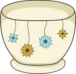 cup with winter decoration cartoon