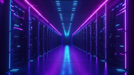 Fototapeta premium Neon Server Room