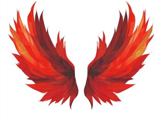 Fototapeta premium Red and orange wings on white