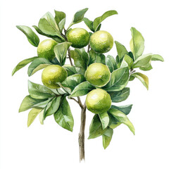 Fototapeta premium Watercolor Elegant Green Lime Tree Illustration