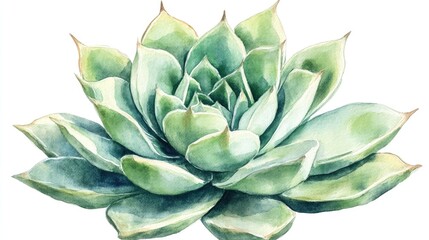 Fototapeta premium Watercolor depiction of a succulent cactus Isolated floral illustration on a white background High quality artwork
