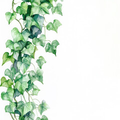Obraz premium Watercolor Elegant Green Ivy Draping Illustration