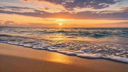 Obraz premium sunset on the beach water